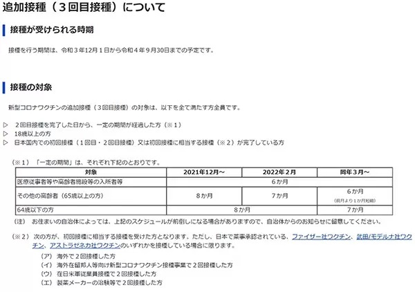 今さら聞けない「新型コロナワクチン」3回目接種　2022年9月末まで実施予定