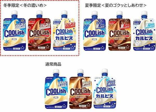 冬季限定！濃いめになった“飲むアイス”が今年も登場！ 『クーリッシュ バニラ＜冬の濃いめ＞』『クーリッシュ ベルギーチョコレート＜冬の濃いめ＞』『クーリッシュ×カルピス®＜冬の濃いめ＞』