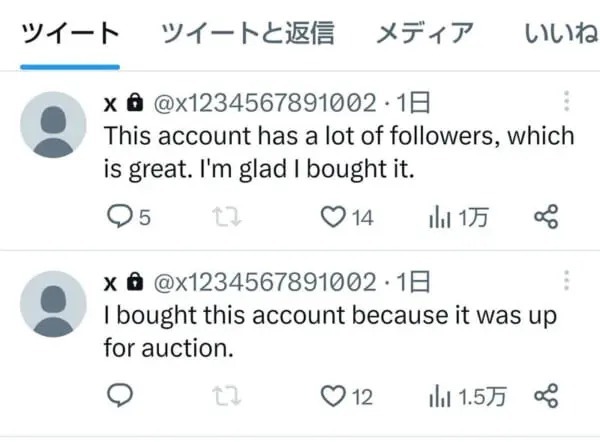 Seriaの偽アカウントが売買されたか？削除されたはずが非公開で復活→「このアカウントを購入しました」と宣言