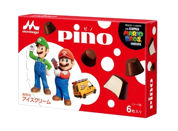 「ピノ」「ピノ チョコアソート」「ピノ シーズンアソート」から『ザ・スーパーマリオブラザーズ・ムービー』 パッケージを4月24日(月)より、全国にて数量限定発売!