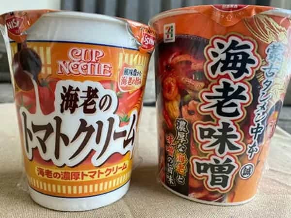 海老がカップヌードル＆中本を翻弄！？　新作カップ麺の味わいや如何に！