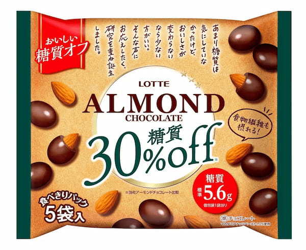 糖質30％オフ*で、ダブルの食物繊維⁑も！『糖質オフアーモンドチョコレートパウチ』発売