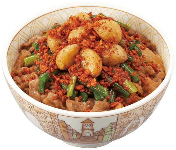 【すき家】ニンニクたっぷり旨辛だれとシャキシャキ食感がたまらない！夏の大人気商品「ニンニクの芽牛丼」が登場！