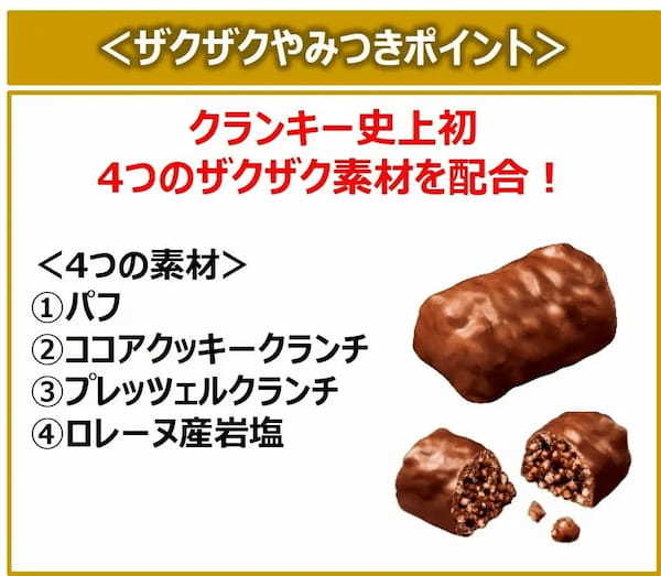 50年目を迎えるクランキーシリーズ ザクザク食感の新定番!「ザクザクやみつきクランキー」2023年3月28日(火)より全国で発売