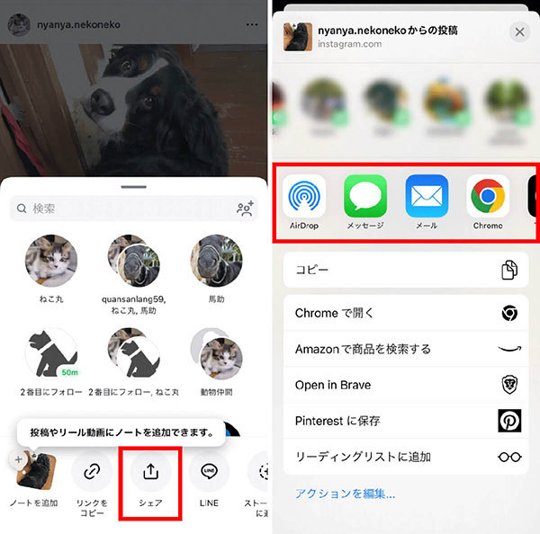 【徹底ガイド】Instagramの「共有（シェア）」はどのボタン？　操作方法/使い方