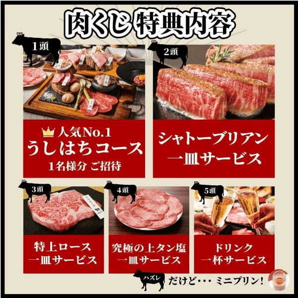 【肉くじや限定メニューが登場】厳選黒毛和牛をリーズナブルに楽しめる焼肉店「USHIHACHI（ウシハチ）」にて、4月28日（金）よりGW特別企画『GYUU WEEK!!!』を開催！