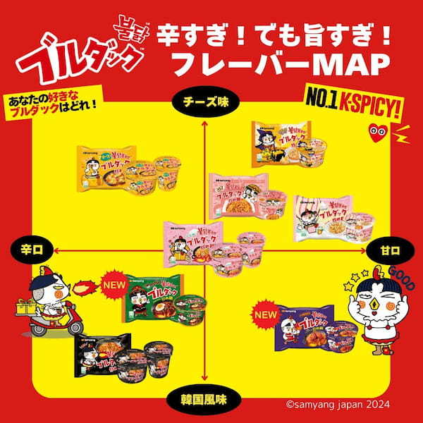 K-SPICY代表ブランド「ブルダック炒め麺」シリーズより『ヤンニョムチキン味』『ジャジャン』の2種が新登場！