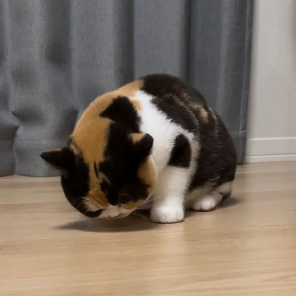 リアルすねこすり? 三毛猫ちゃんの丸みを帯びたナイスバディ