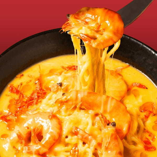 【チーズの海に溺れる】香港汁なし海老チーズ麺 〜香港芝士汁撈蝦伊麺〜つけ麺専門店「三ツ矢堂製麺」にて　　９月２０日より期間限定発売