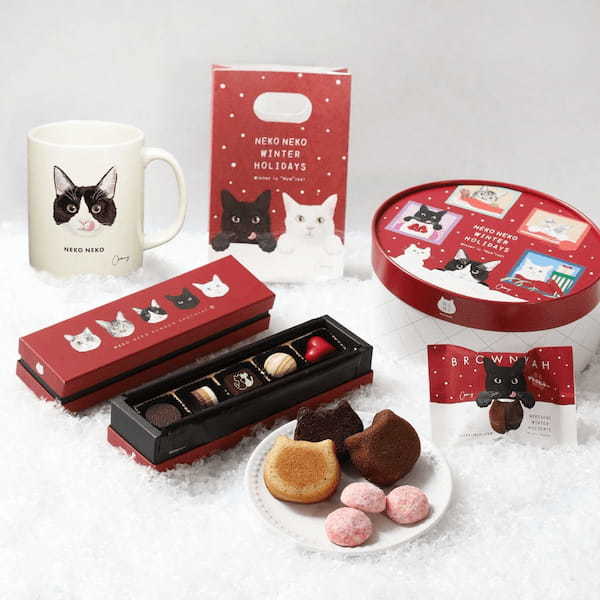 「ねこねこ」誕生以来初となるチョコレートが登場!5匹のねこをイメージした『ねこねこボンボンショコラ』が12月26日(火)より新発売!その他チーズケーキ、福袋など冬限定のねこ型スイーツや食パンが勢揃い!