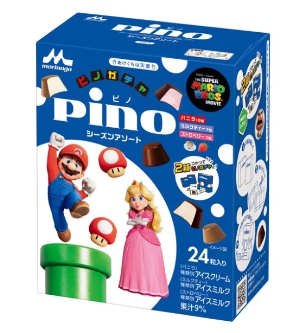 「ピノ」と「ザ・スーパーマリオブラザーズ・ムービー」がコラボ！「ピノガチャ」やフタ裏でオリジナルの遊びが楽しめる