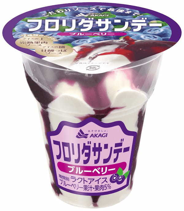 1980年代発売当初のフレーバーが令和の時代に姿を変えて復活！とろ～りとした生チョコソースとまろやかなチョコソースがたっぷり！「フロリダサンデー（ブルーベリー・チョコレート）」