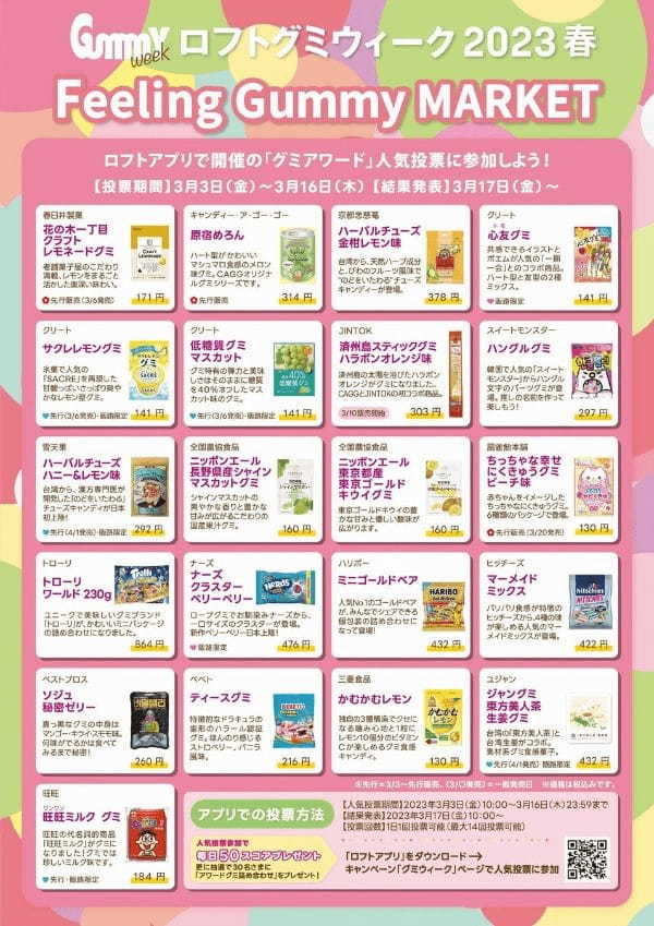 【ロフト】グミを「3(サン)９(キュー)」の日にプレゼント！渋谷ロフト「グミウィーク2023春」開催！
