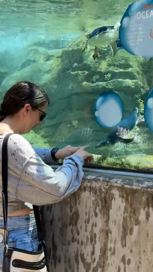 ペンギンは女性の指に夢中！上下に動く指に合わせて一心不乱に首を振る！！