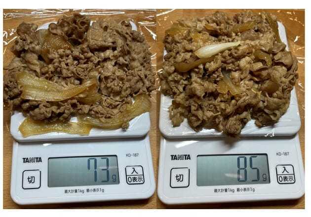 肉を薄く広げて…吉野家の肉は減ったのか検証 すき家との計量比較で驚きの結果