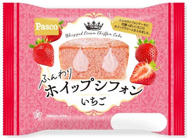 いちご味のふんわりキメの細かい生地が楽しめる「ふんわりホイップシフォン いちご」2024年1月1日新発売