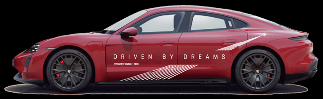 東京マラソン2024のオフィシャルカーとなるポルシェ・タイカンのラッピングビジュアルが公開