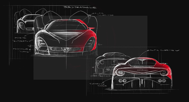 往年のアルファロメオのレースカー「Tipo33」をオマージュした新型スポーツカー「33 Stradale」が登場
