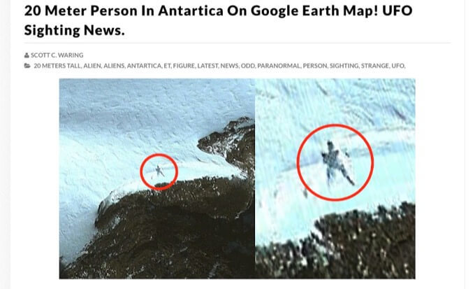 グーグルマップに「身長20mの巨人」が写っていた!? 南極の雪原にダイブ… 宇宙人基地も?