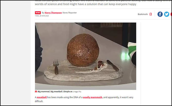 マンモスの巨大ミートボールの作成に成功! DNAから培養肉を作成、気になるお味は…?