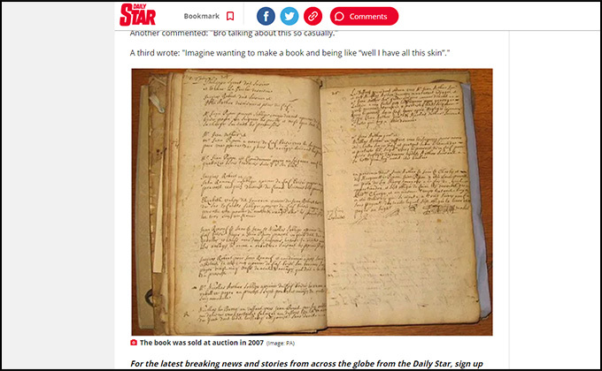歴史的事件に関与する「人間の皮膚で装丁された本」 英国で最も奇妙なオークション出品物を紹介