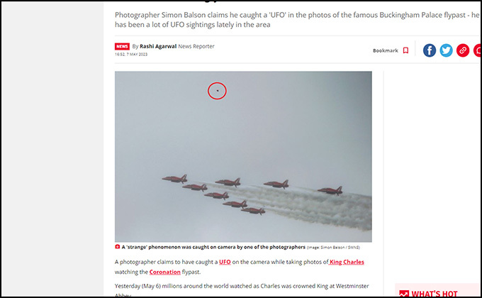 チャールズ国王の誕生を宇宙人が監視!? 戴冠式の写真にUFOが写り込む