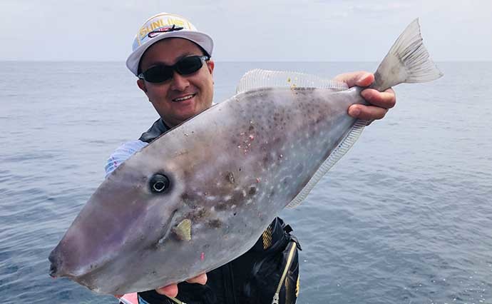 沖磯フカセ釣りで40cm超イサキ連打　最低でも37cmと大型が入れ食い