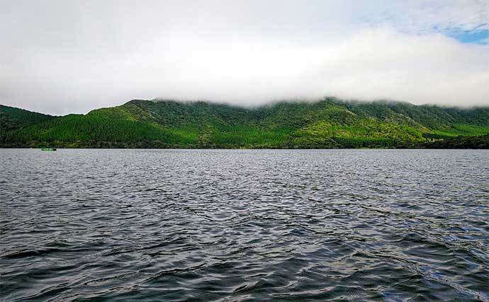 早朝の芦ノ湖ボートワカサギ釣りで186尾　例年とは魚の動き異なる？