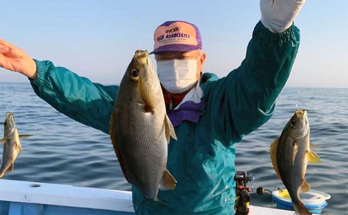 外房の船イサキ釣りで36cm頭に50尾手中　シマアジのバラシが心残り