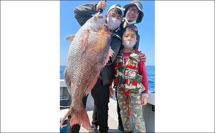 子連れジギング釣行で中3息子が97cmモンスター級大型マダイを御用