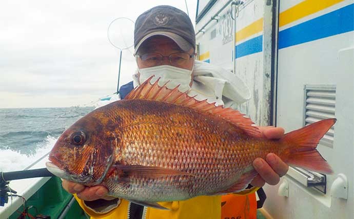 東京湾のコマセマダイ釣りで本命連発 後半食い渋るも船中トップ4尾