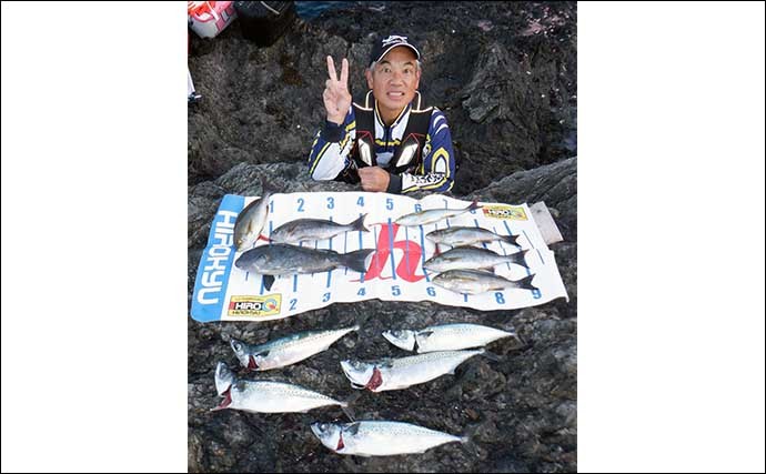 夜の沖磯フカセ釣りで35cm頭にイサキ好捕 45cmクロも登場