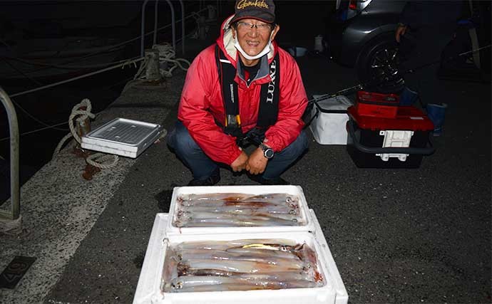 【福岡】夜焚きイカ最新釣果　パラソル級交じりでダブル・トリプルも