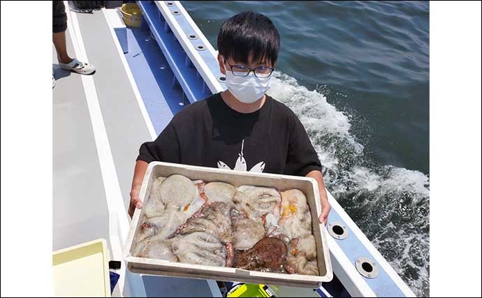 【愛知】沖釣り最新釣果　良型まじりのマダコでオケ満タン