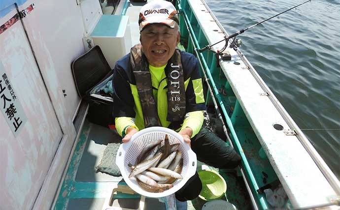 相模湾の船キス釣りで本命18尾　潮効いてる時は長い仕掛けが効果的？