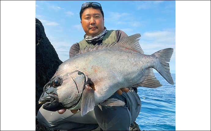 五島列島の石物釣りで60cm頭にイシダイ好捕　深場狙いが的中