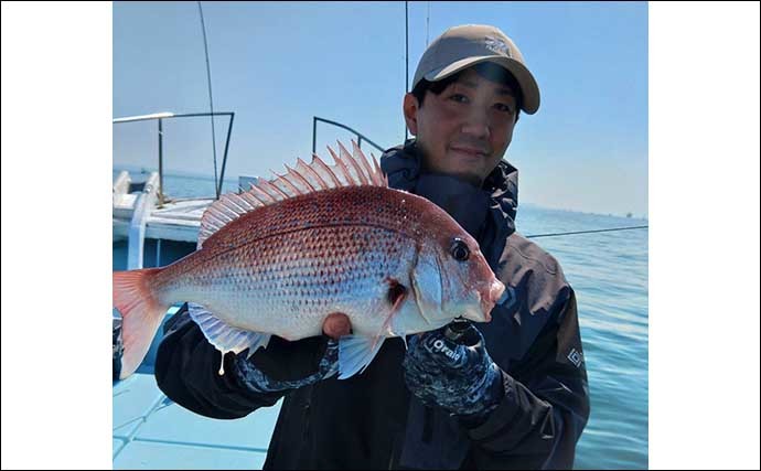 関門海峡のテンヤマダイ釣りで50cm頭に本命連打 ゲストも多彩