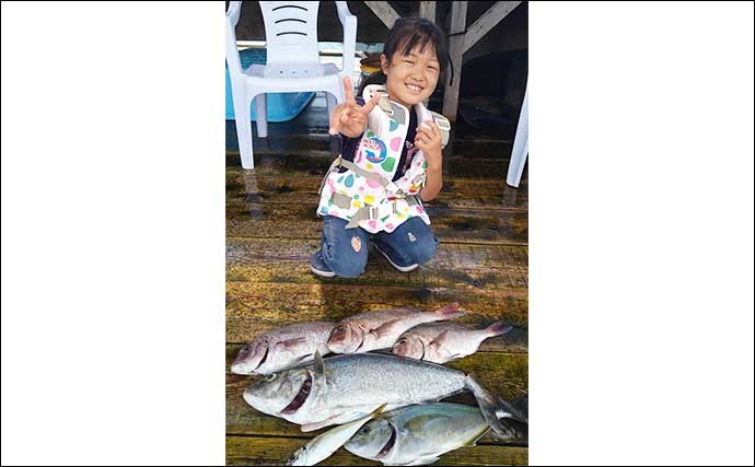 子供と一緒に海上釣り堀を満喫　マダイにカンパチにシマアジと満足釣果