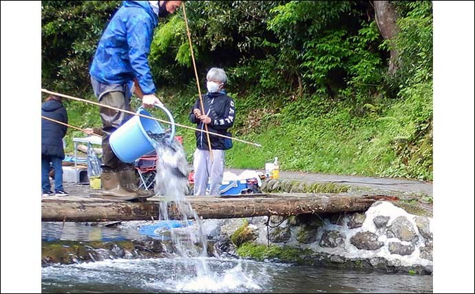 管理釣り場への親子釣行で制限尾数30尾達成　放流タイムが激熱