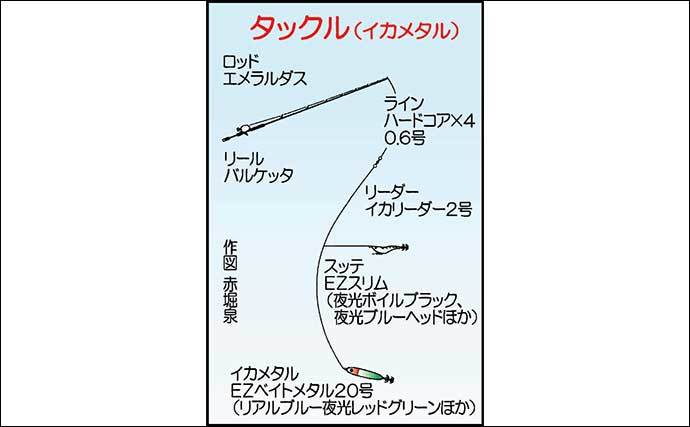 ボートでのイカメタル＆エギング釣行でケンサキ＆アオリイカ2大本命登場