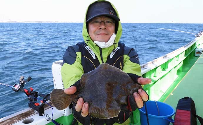 東京湾の船カレイ釣りスタート　41＆34cmマコガレイを好捕