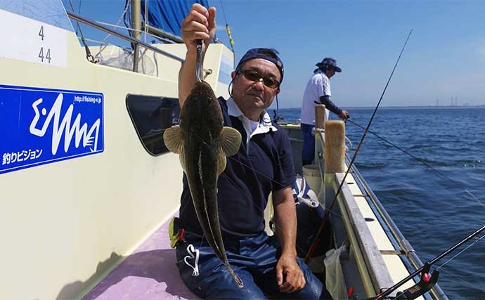 東京湾の船マゴチ釣りでトップ8尾　サオ頭は「ハゼエサ」を使用