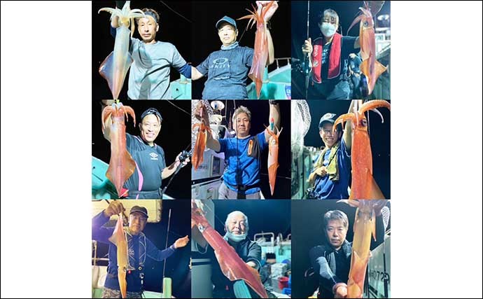 【響灘】沖釣り最新釣果 夜焚きイカ船での活きイカ泳がせでマダイ登場