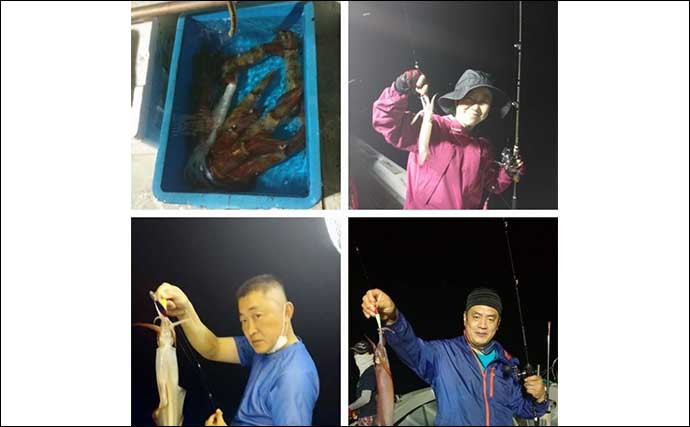 【響灘】沖釣り最新釣果 夜焚きイカ船での活きイカ泳がせでマダイ登場