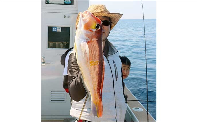 福井でのタイラバ釣行で小学生が70cmオーバーのマダイをゲット