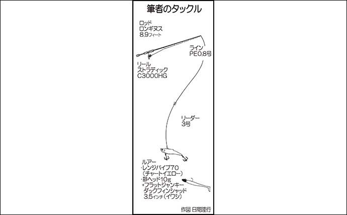 陸っぱりルアーマゴチ釣りで2連発　細かい『ボトムノック』が決め手？