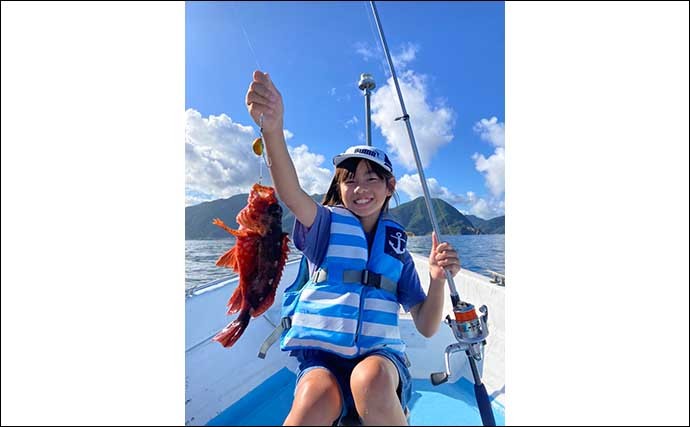 ボート根魚釣りに子供達が初挑戦　一つテンヤ仕掛けで良型カサゴにベラ