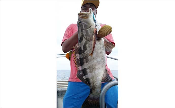 【響灘】沖釣り最新釣果 夜焚きイカ船での活きイカ泳がせでマダイ登場