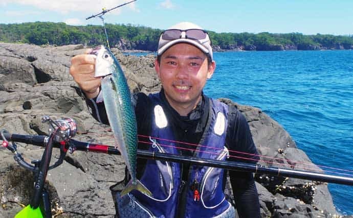 地磯「カゴ釣り」で40cm大サバ　『釣りドコ』で海中も陸上も丸見えに？