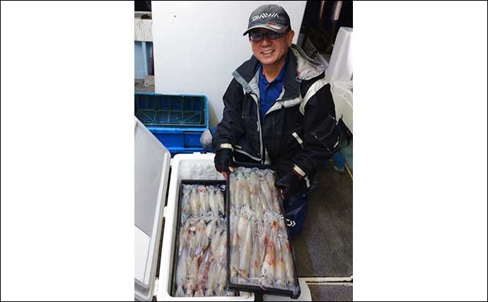 【玄界灘】夜焚きイカ釣り最新釣果　パラソル級交じりで釣る人200匹